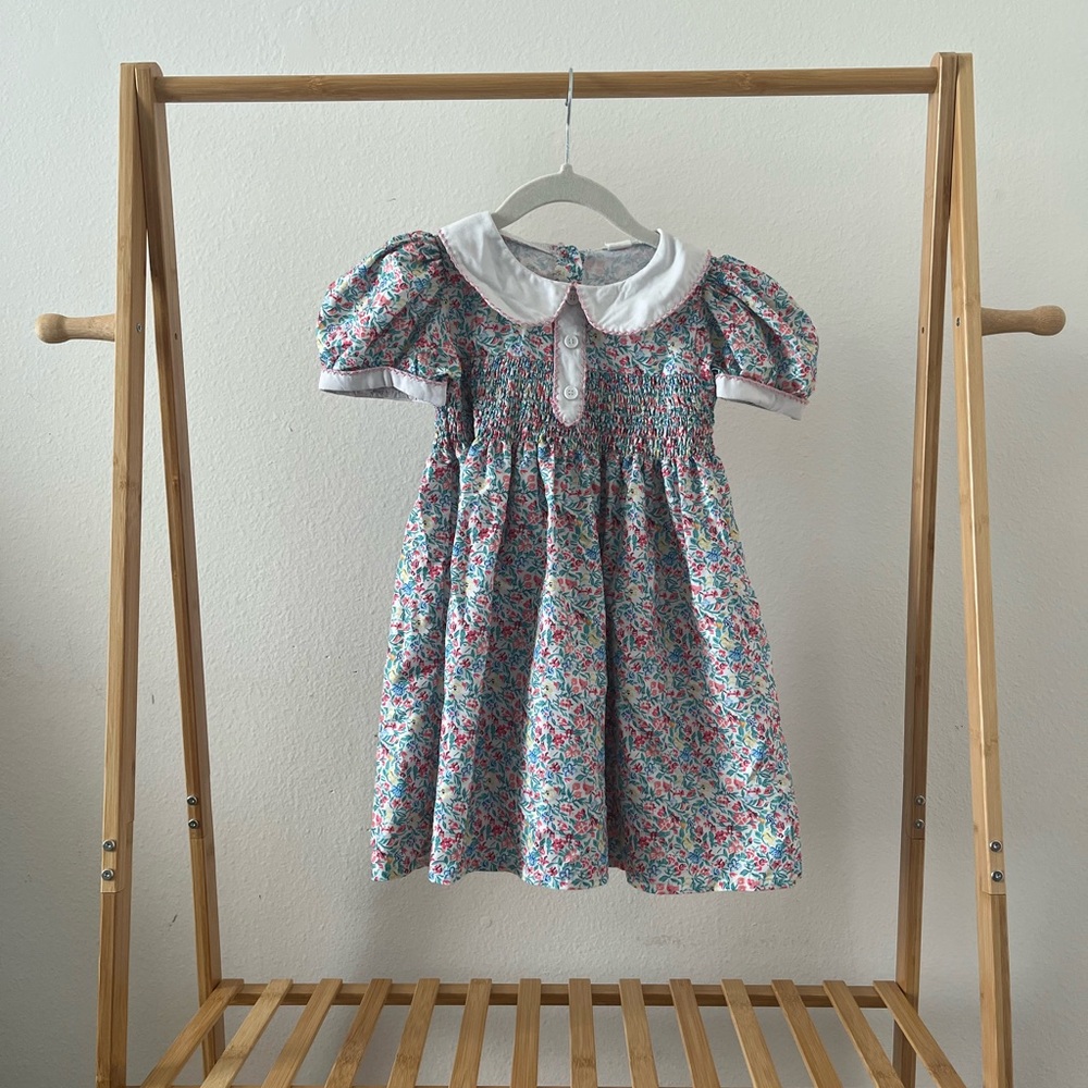 SHEIN Floral Kids Dress with White Collar